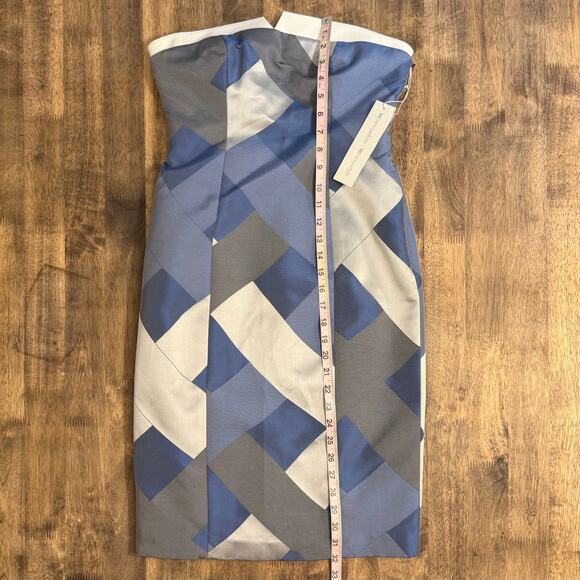 Worthy Petite Strapless Dress Lattice Jacquard Sheath Blue White Women’s Size 4P - Picture 7 of 10